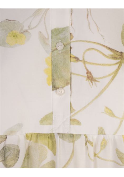 Vestito Mini a Maniche Corte Stampato ERDEM | VC25-D925-WLFCPLILYPAD VINE WHITE